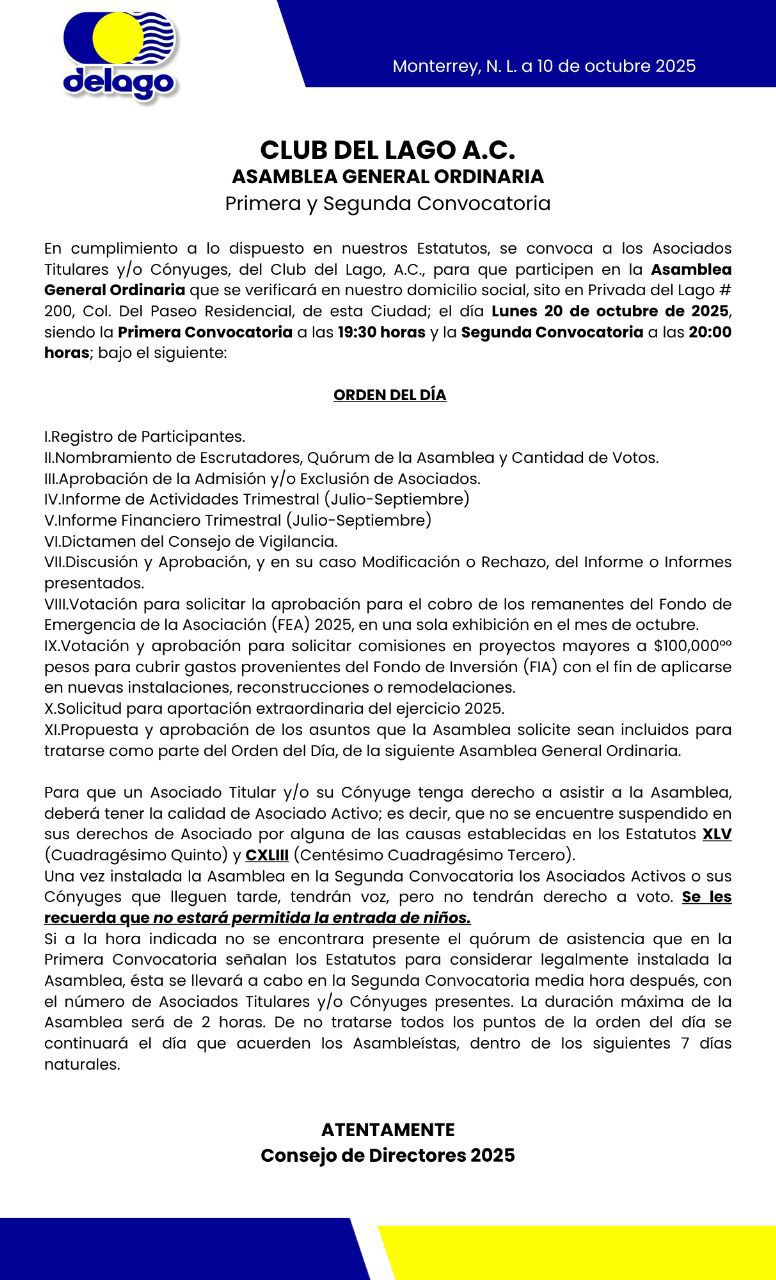 Comunicado Asamblea General
